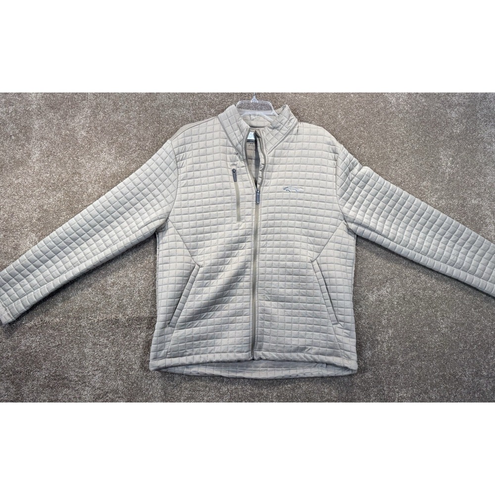 Greg Norman Men's Medium Jacket Full Zip Quilted Polyester Blend Golf Tan